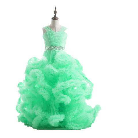 On Sale No Return No Refund  Rushed Girls Pageant Dresses Cloud Flower Girl Dresses Custom Made HTA0001