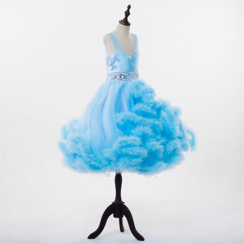 On Sale No Return No Refund  Rushed Girls Pageant Dresses Cloud Flower Girl Dresses Custom Made HTA0001