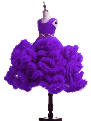 On Sale No Return No Refund  Rushed Girls Pageant Dresses Cloud Flower Girl Dresses Custom Made HTA0001