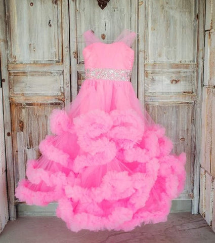 On Sale No Return No Refund  Rushed Girls Pageant Dresses Cloud Flower Girl Dresses Custom Made HTA0001
