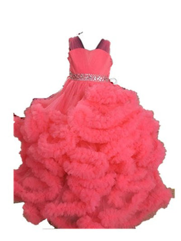 On Sale No Return No Refund  Rushed Girls Pageant Dresses Cloud Flower Girl Dresses Custom Made HTA0001