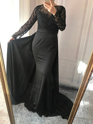 Robe de soirée sirène rouge et noire à perles, en solde, sans retour ni remboursement, LA6275