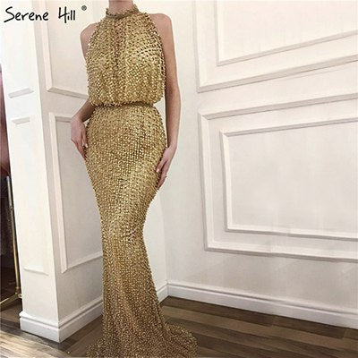 Mermaid Evening Dresses Beading Pearls  Glitter  Evening Gown LA6460