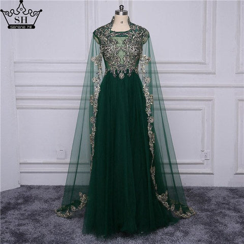 Robe de soirée longue en dentelle brodée de cristaux, coupe trapèze, LA6402