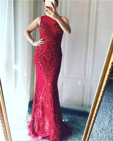 On Sale No Return No Refund Sale Mermaid Elegant Hand Craft Evening Gowns Pearls Crystal LA6238