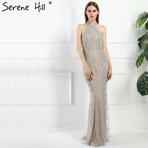 Robe de soirée sirène sexy à col licou et diamants LA6101
