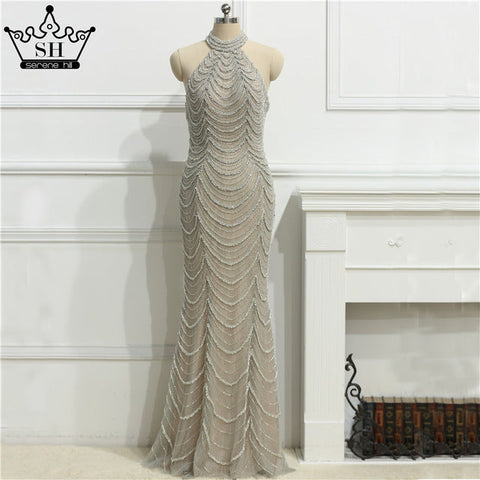 Robe de soirée sirène sexy à col licou et diamants LA6101