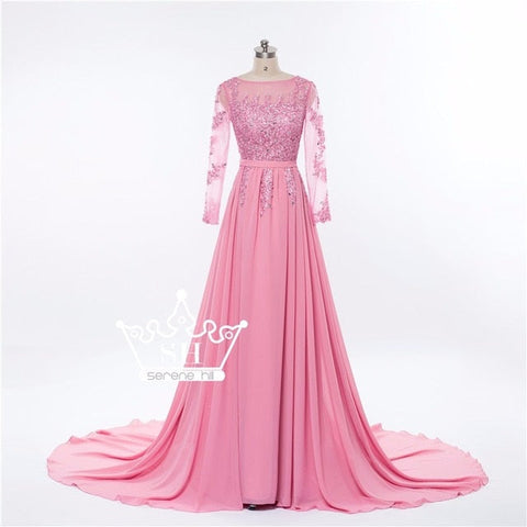 On Sale No Return No Refund Gray Beading Crystal Formal Long Sleeve Evening Dress HA2097