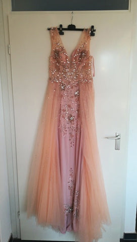 Hard Beading Navy  Blue With Train  Evening Dress Long Diamond Crystal Tulle Formal Evening Dress 2025 LA6185