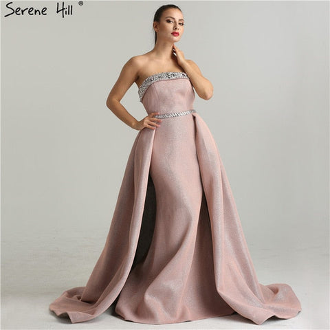 Robe de soirée sirène de luxe, style vintage, haut de gamme, avec perles roses, en solde, sans retour ni remboursement, photo réelle, LA6339 2025