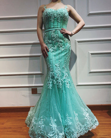 On Sale No Return No Refund Mermaid Lace Elegant Evening Dresses Evening Party LA6105