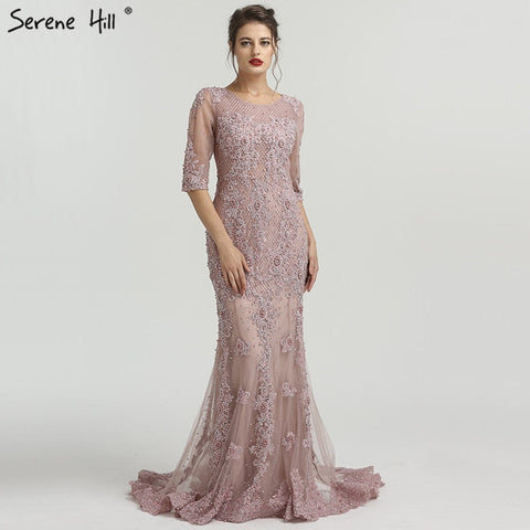 Mermaid Half Sleeve Tulle Evening Dresses LA6179