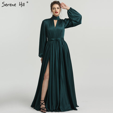 Robe de soirée en satin à col montant et manches longues, en solde, sans retour ni remboursement, idéale pour la plage, LA6517