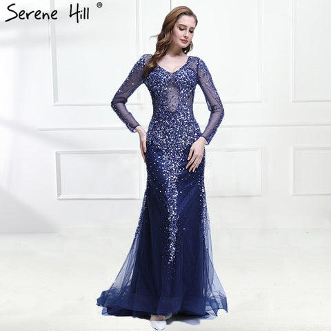 Robe de soirée élégante en tulle à paillettes et cristaux scintillants, style sirène, sans retour ni remboursement, LA6400