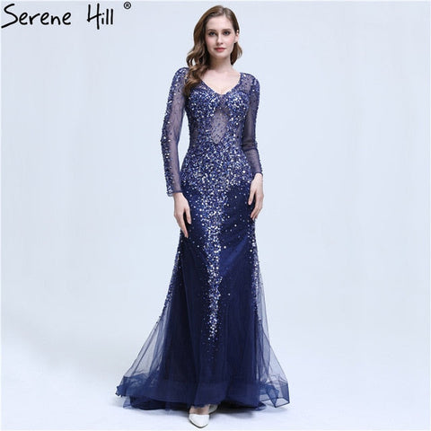 Robe de soirée élégante en tulle à paillettes et cristaux scintillants, style sirène, sans retour ni remboursement, LA6400