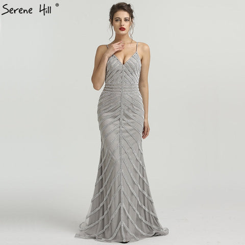 Robe de soirée sexy et élégante, sans manches, style sirène, avec cristaux, LA6508