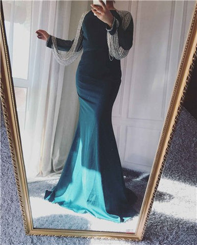 Beading Chain Elegant Mermaid Prom Dresses Crystal LA6219