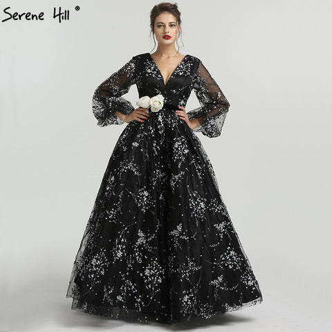 On Sale No Return No Refund  Long Sleeve V-Neck Evening Dresses Tulle Formal LA6287