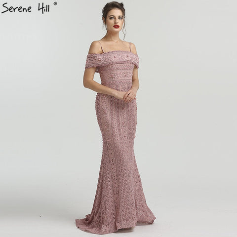 Robe de soirée sirène élégante et sexy, sans manches, avec perles, en solde, sans retour, LA6013