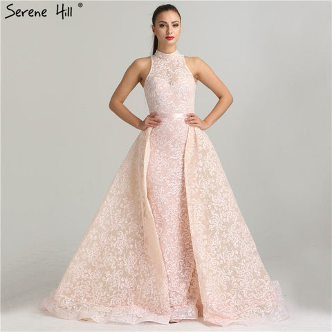 Robe de soirée sirène en tulle rose LA6289
