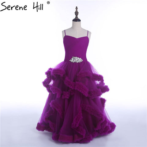 Purple Diamond Tulle Flower Girl Dresses Sleeveless Pageant Dresses Girls GlitzB HTA0035