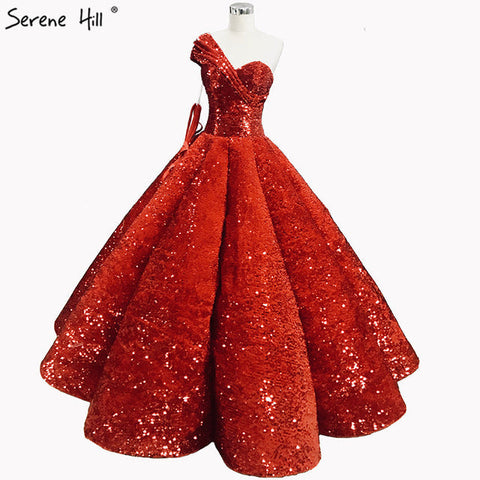 Robes de mariée rouges de luxe à une épaule