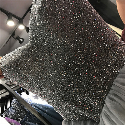 Luxury Beading Burgundy Crystal Puffy Ball Gown Princess Wedding Dresses