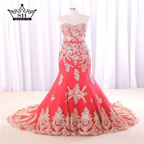 Luxury Mermaid  Embroidery Wedding Dress Bridal Gown Custom Size Robe