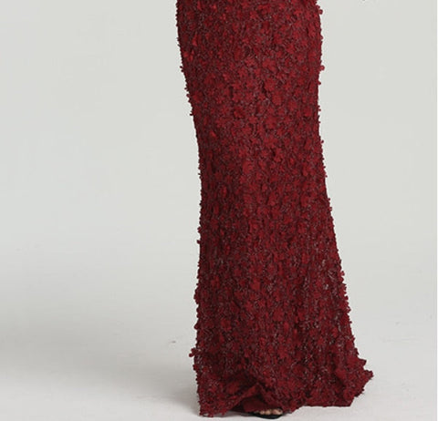 Robe de soirée sirène sexy sans bretelles, manches courtes, broderies de perles, LA6519