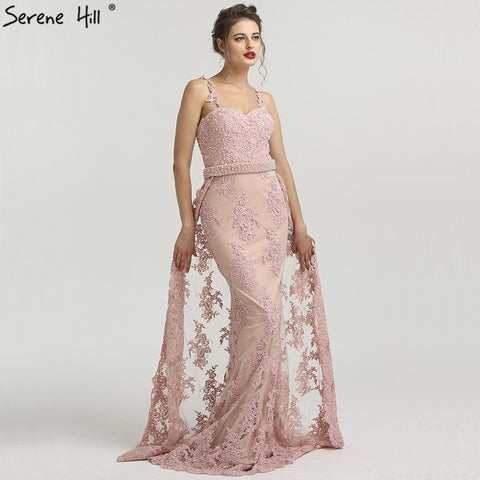 Robe de soirée sirène en dentelle à bretelles et perles, en solde, sans retour ni remboursement, LA6226