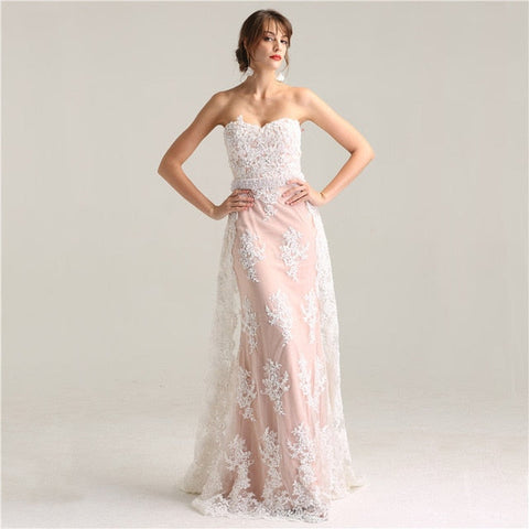 Robe de soirée sirène en dentelle à bretelles et perles, en solde, sans retour ni remboursement, LA6226