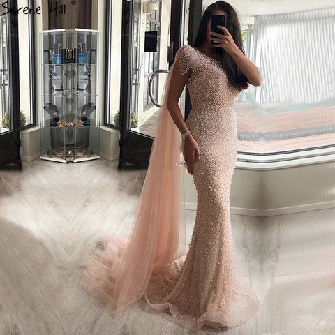 On Sale No Return No Refund  Peach Pearl   Mermaid Evening Dresses Evening Gowns LA6642