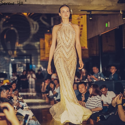 Robe de soirée sexy de luxe, col licou, style sirène, LA6615