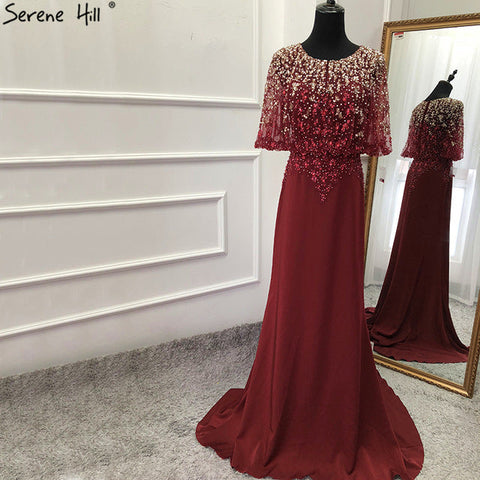 En oferta, sin devoluciones ni reembolsos. Vestido de noche rojo vino sin mangas, con cuentas, nuevo, para novia, LA6617