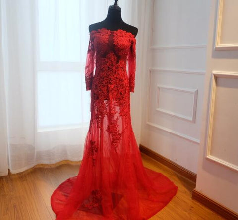 On Sale No Return No Refund Perspective Off Shoulder Tulle Evening Dress Pregnant Lace Photography Dress HA2112