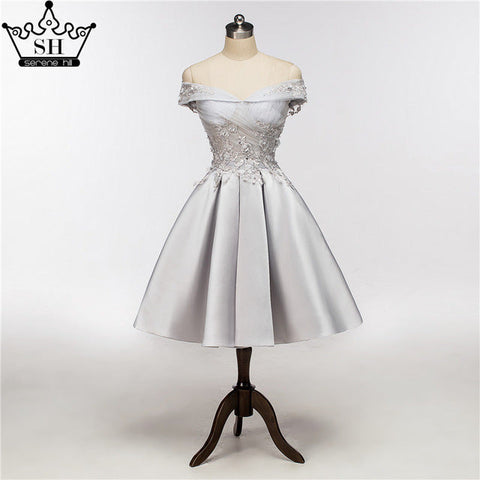 Robe de soirée courte sans manches à col One Word, en dentelle et perles, HA2079