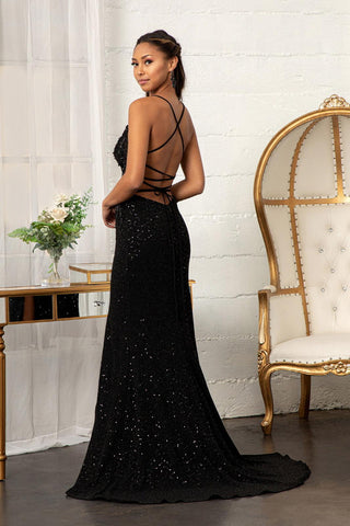 Prom Long Spaghetti Strap Sequins Formal Dress