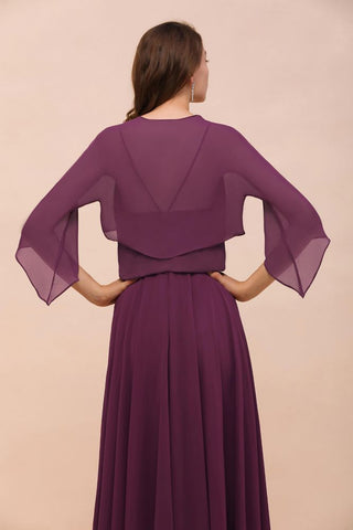 Purple Bridesmaid Dress with Wraps Spaghetti Straps Floor Length Casual Dress