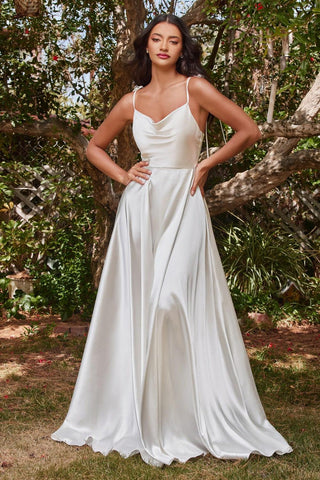Ravishing Cowl A-Line Satin Wedding Gown