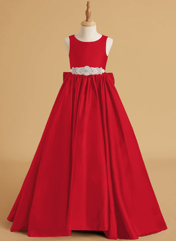 Ball-Gown/Princess Satin Sweep Train Flower Girl Dress