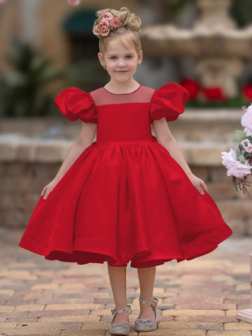 Ball-Gown/Princess Satin Knee-length Flower Girl Dress