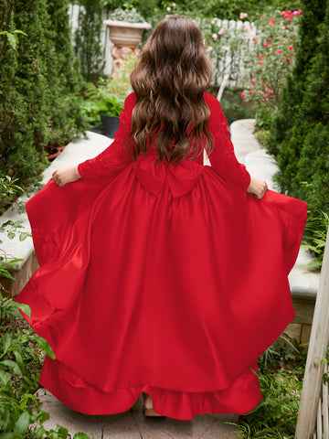 A-line Satin Asymmetrical Flower Girl Dress