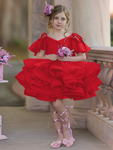 Ball-Gown/Princess Tulle Knee-length Birthday Flower Girl Dress