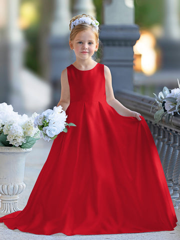 A-line Lace Satin Floor-length First Communion Flower Girl Dress