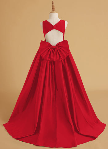 Ball-Gown/Princess Satin Sweep Train Flower Girl Dress