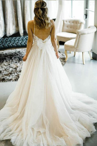 Romantic Princess Style Wedding Dresses with Spaghetti Straps WD502