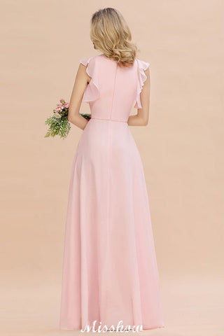 Romantic Sleeveless aline Bridesmaid Dress Garden Floor Length Simple Wedding Dress