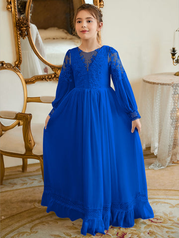 A-line Chiffon Floor-length Ivory First Communion Dress