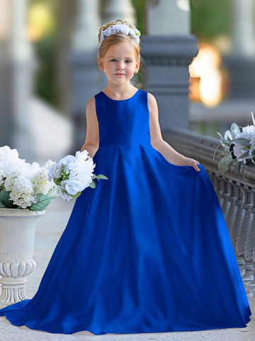 A-line Lace Satin Floor-length First Communion Flower Girl Dress