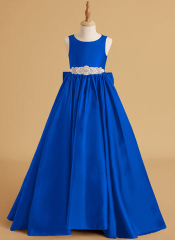 Ball-Gown/Princess Satin Sweep Train Flower Girl Dress